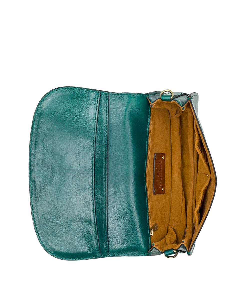 Female - Martell Crossbody Clutch - Vintage Distressed Leather - spruce - by Patricia Nash - View 5 of 6