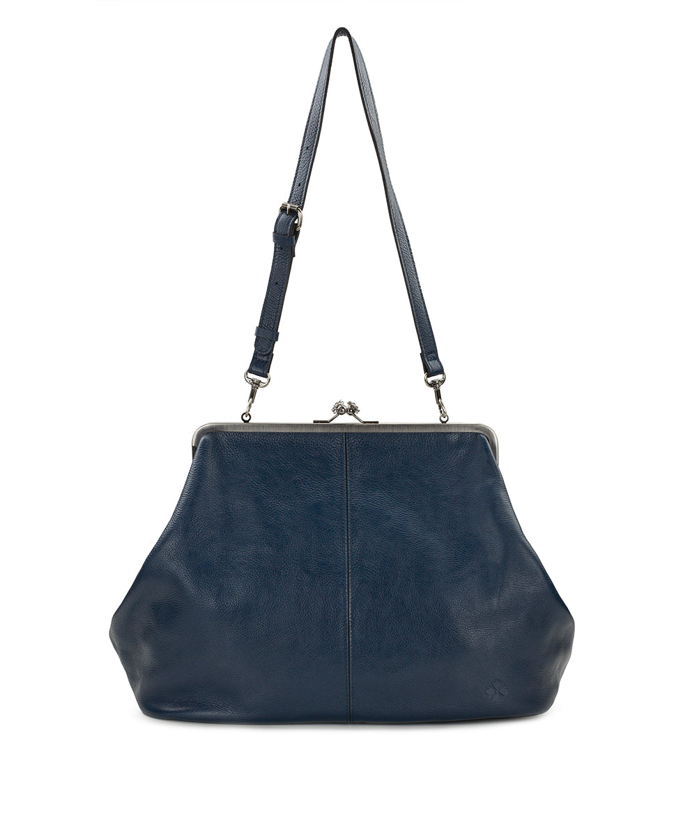 Female - Serafina Large Frame Bag - Rugged Natural Grain - denim blue - by Patricia Nash - View 1 of 28