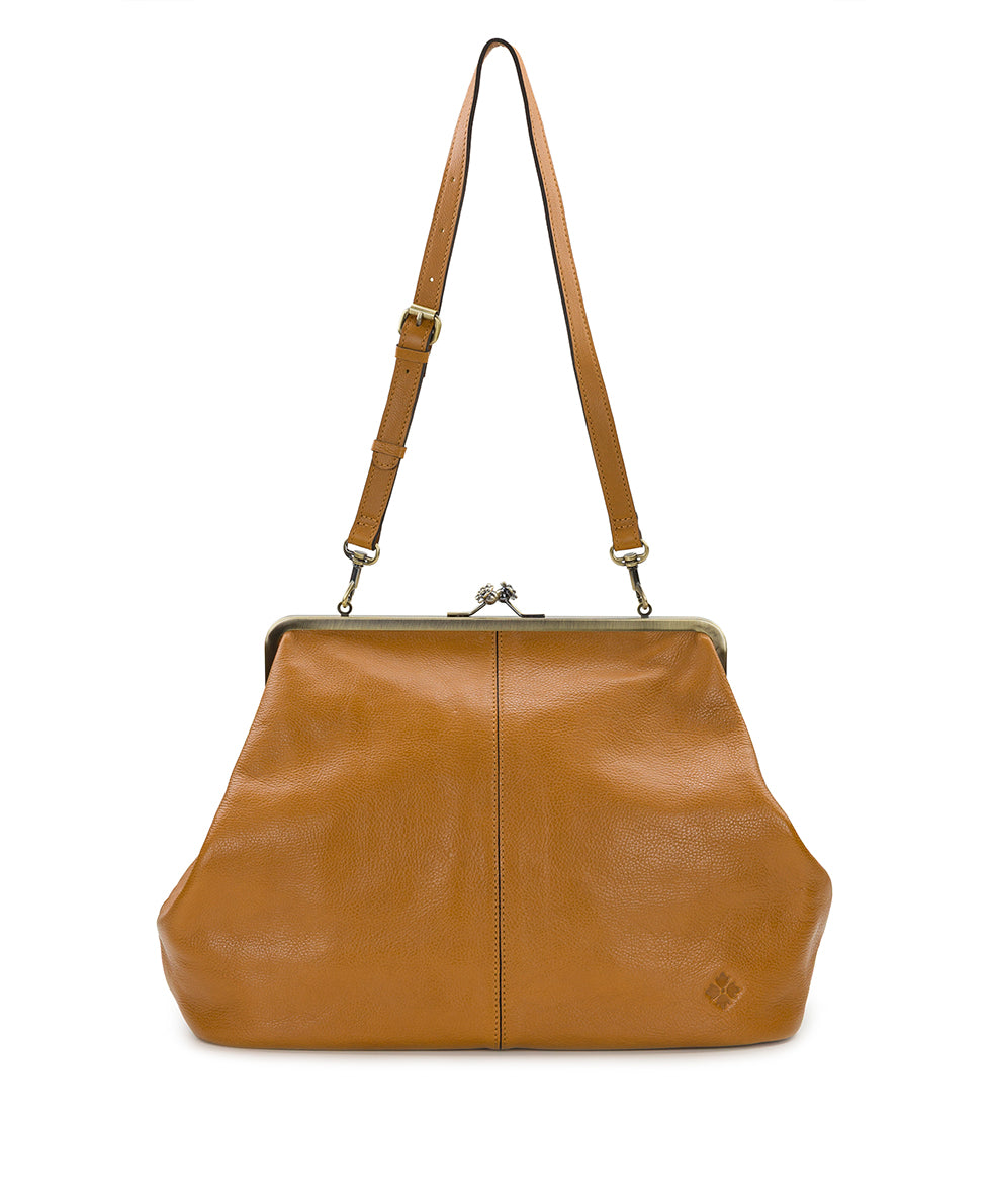 Female - Serafina Large Frame Bag - Rugged Natural Grain - denim blue - by Patricia Nash - View 6 of 28