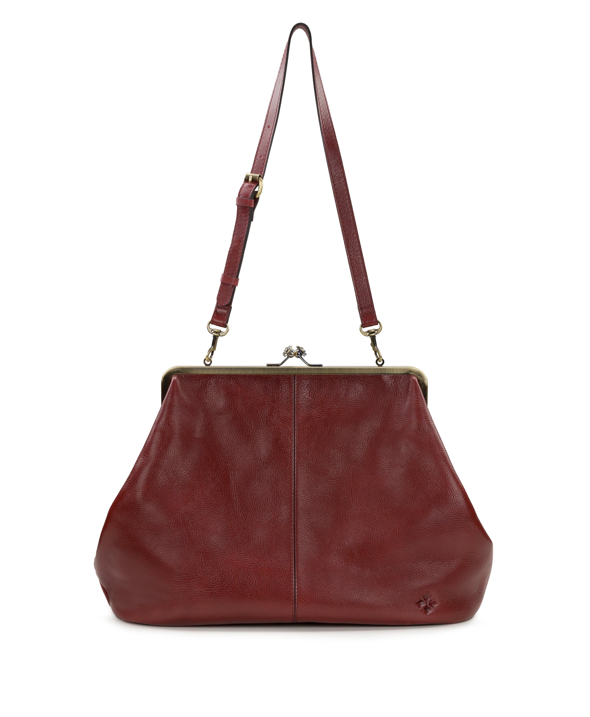 Female - Serafina Frame Bag - Rugged Natural Grain Leather - black - by Patricia Nash - View 13 of 19