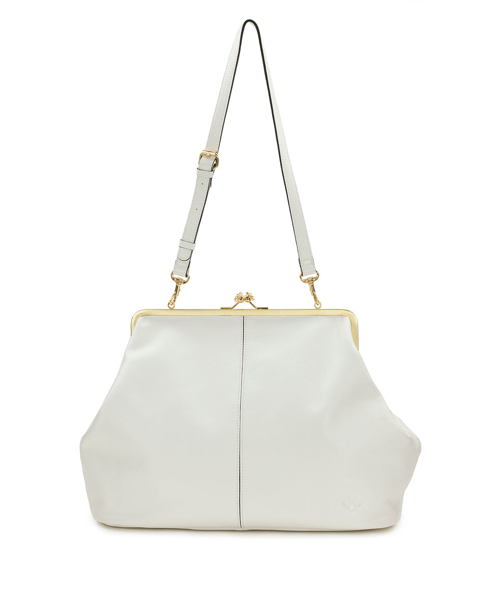 Female - Serafina Large Frame Bag - Rugged Natural Grain - denim blue - by Patricia Nash - View 11 of 28