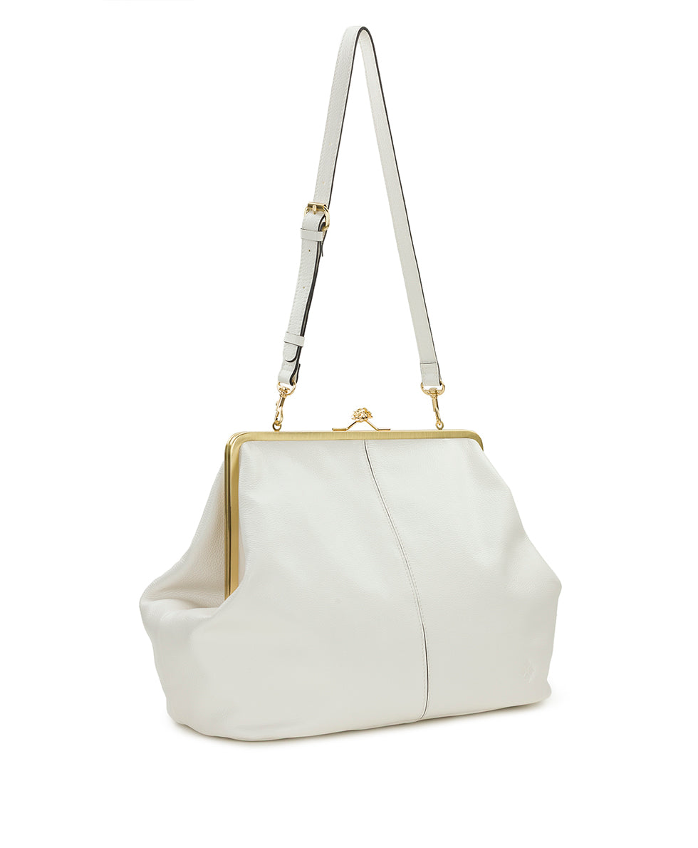 Female - Serafina Large Frame Bag - Rugged Natural Grain - denim blue - by Patricia Nash - View 13 of 28