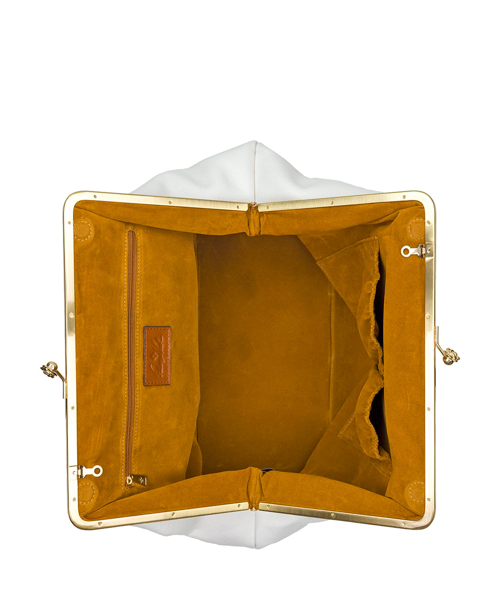 Female - Serafina Large Frame Bag - Rugged Natural Grain - denim blue - by Patricia Nash - View 14 of 28