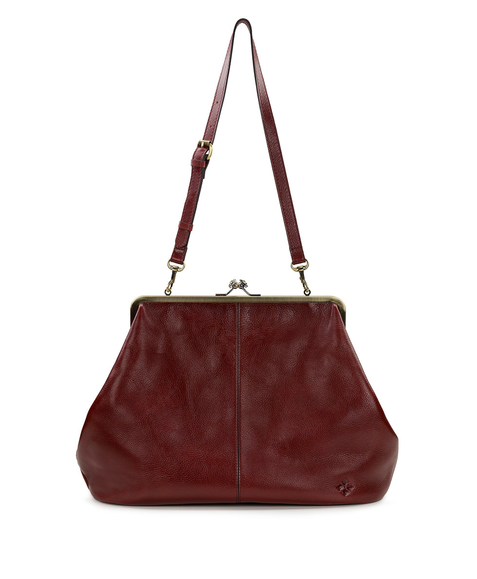 Female - Serafina Frame Bag - Rugged Natural Grain Leather - black - by Patricia Nash - View 6 of 19