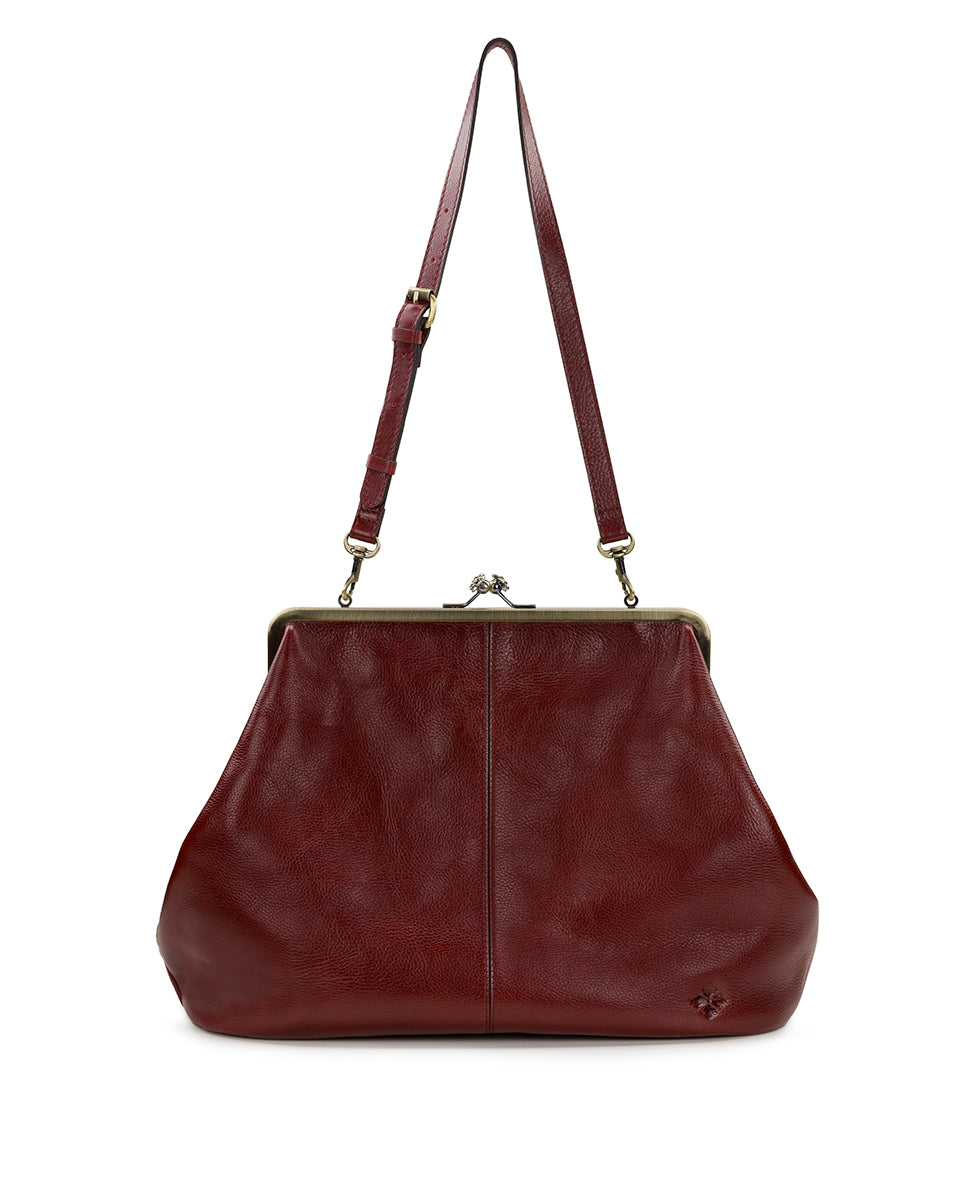 Female - Serafina Frame Crossbody | Rugged Natural Grain | Oxblood - oxblood - by Patricia Nash - View 1 of 6