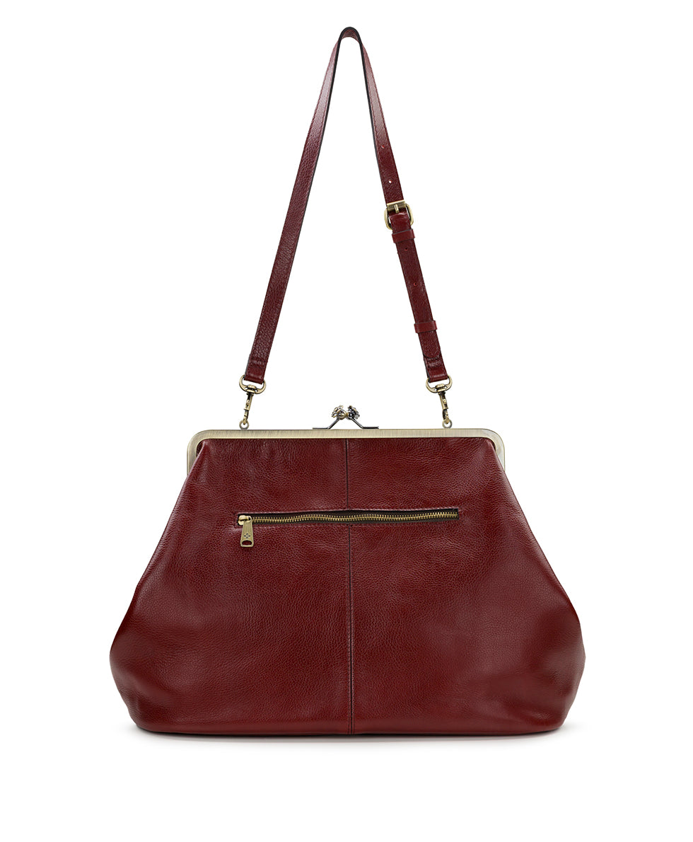 Female - Serafina Frame Bag - Rugged Natural Grain Leather - black - by Patricia Nash - View 7 of 19