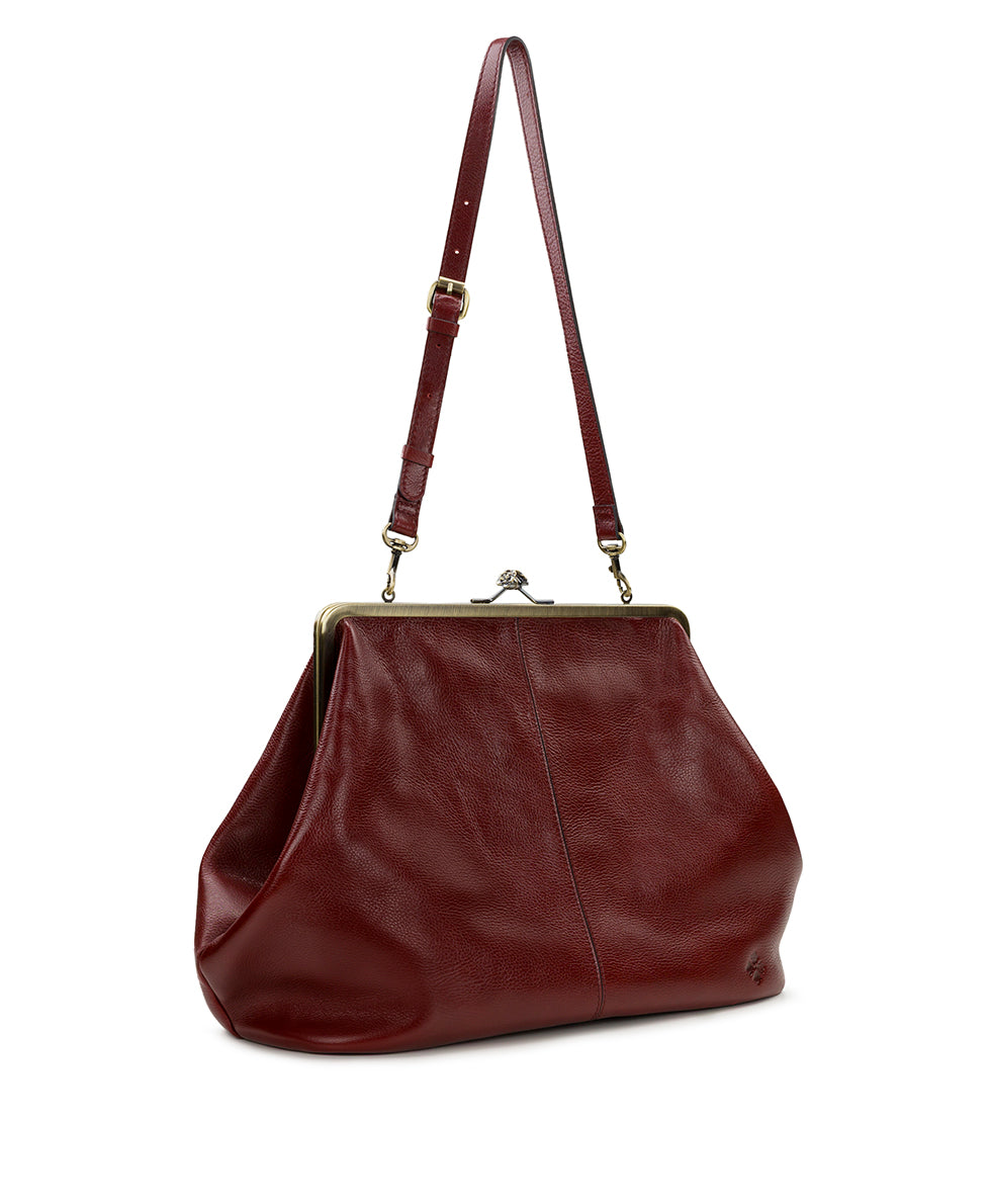 Female - Serafina Frame Crossbody | Rugged Natural Grain | Oxblood - oxblood - by Patricia Nash - View 4 of 6