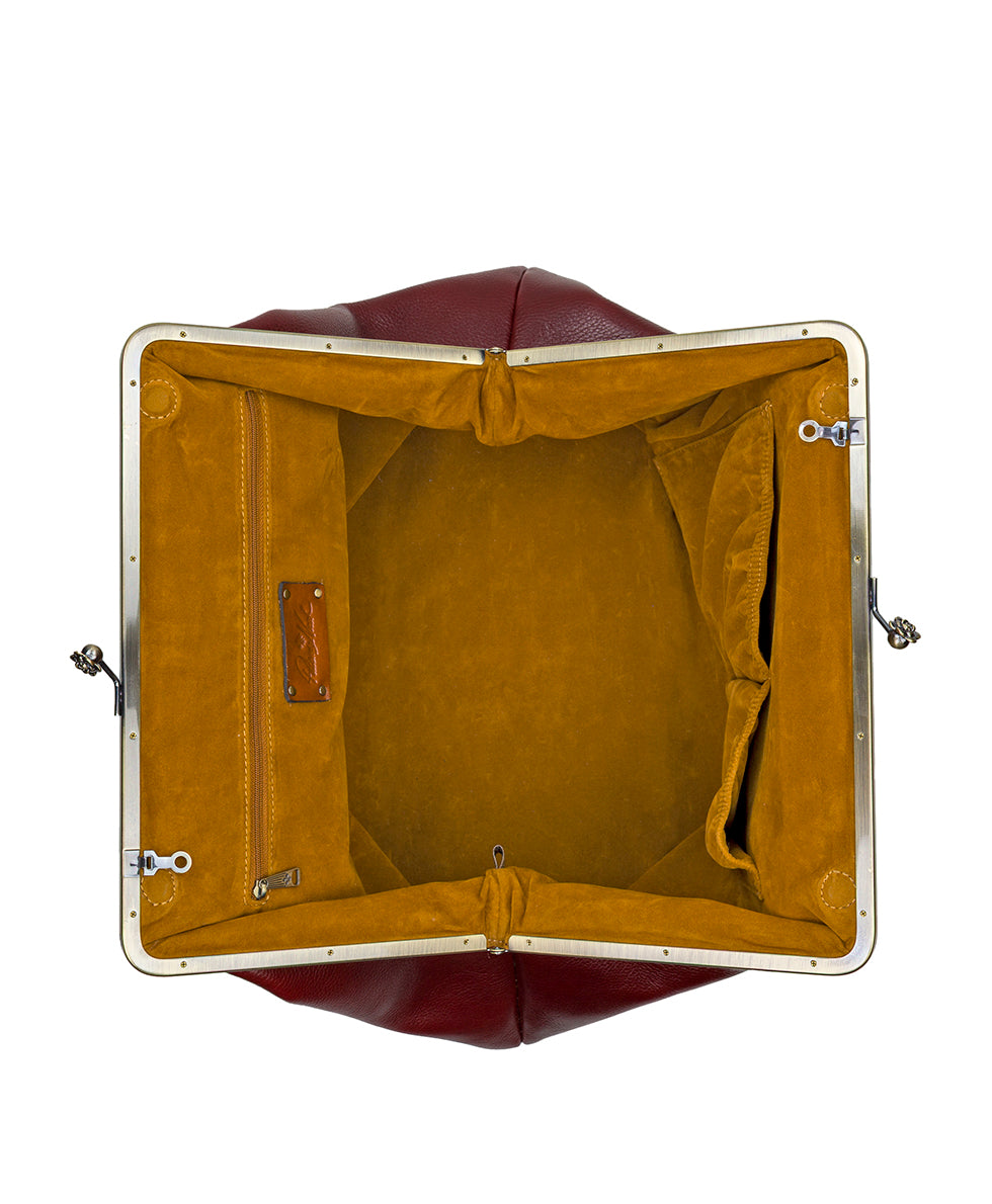 Female - Serafina Frame Crossbody | Rugged Natural Grain | Oxblood - oxblood - by Patricia Nash - View 5 of 6