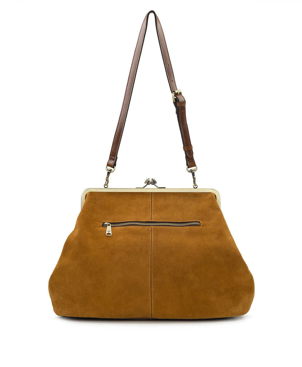 Female - Serafina Frame Bag - Suede - cognac - by Patricia Nash - View 2 of 4