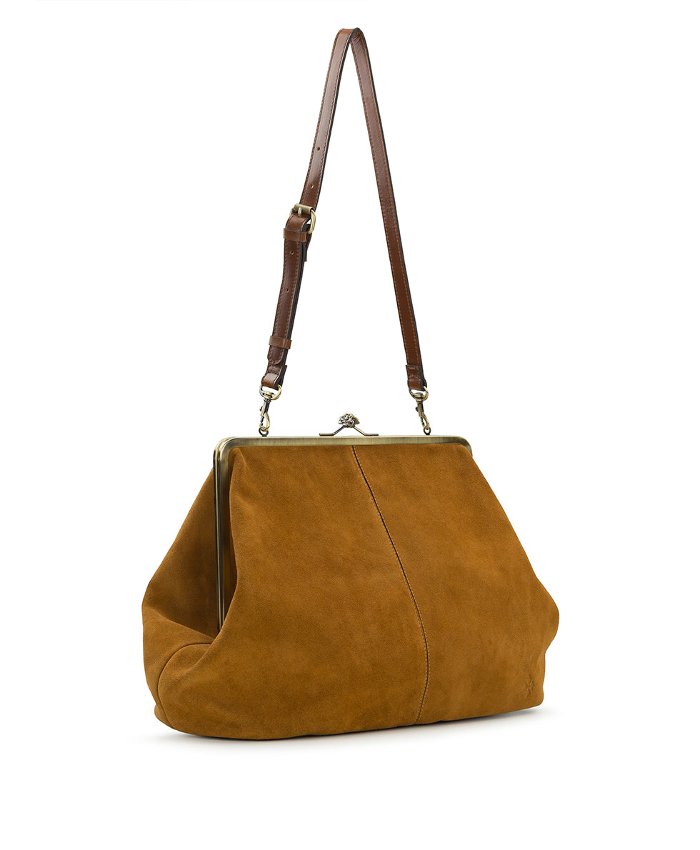 Female - Serafina Frame Bag - Suede - cognac - by Patricia Nash - View 3 of 4