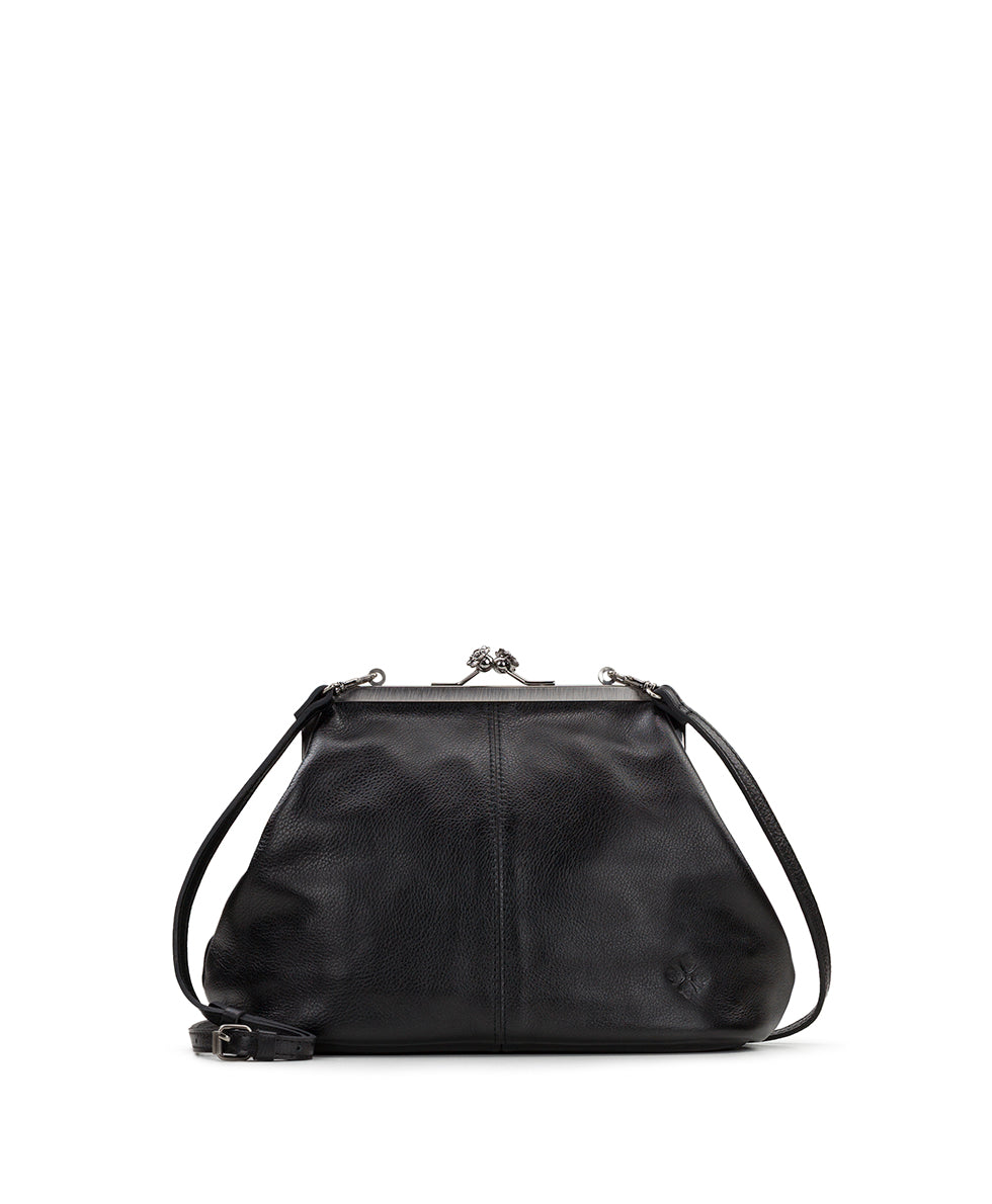 Female - Sofia Frame Bag - Rugged Natural Grain Leather - black - by Patricia Nash - View 1 of 4