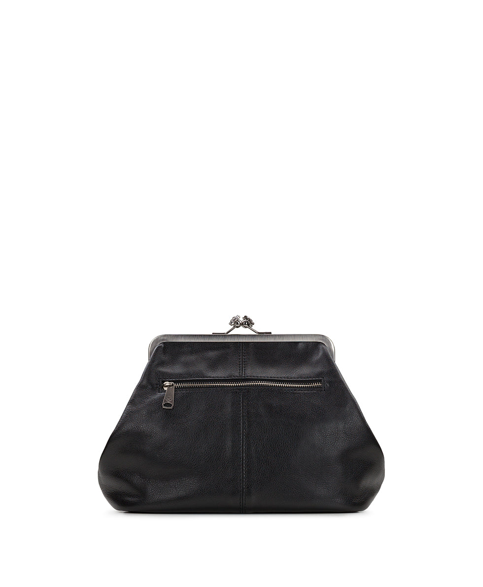 Female - Sofia Frame Bag - Rugged Natural Grain Leather - black - by Patricia Nash - View 2 of 4