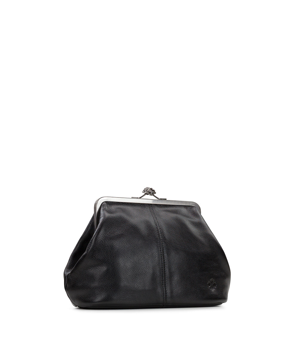 Female - Sofia Frame Bag - Rugged Natural Grain Leather - black - by Patricia Nash - View 3 of 4