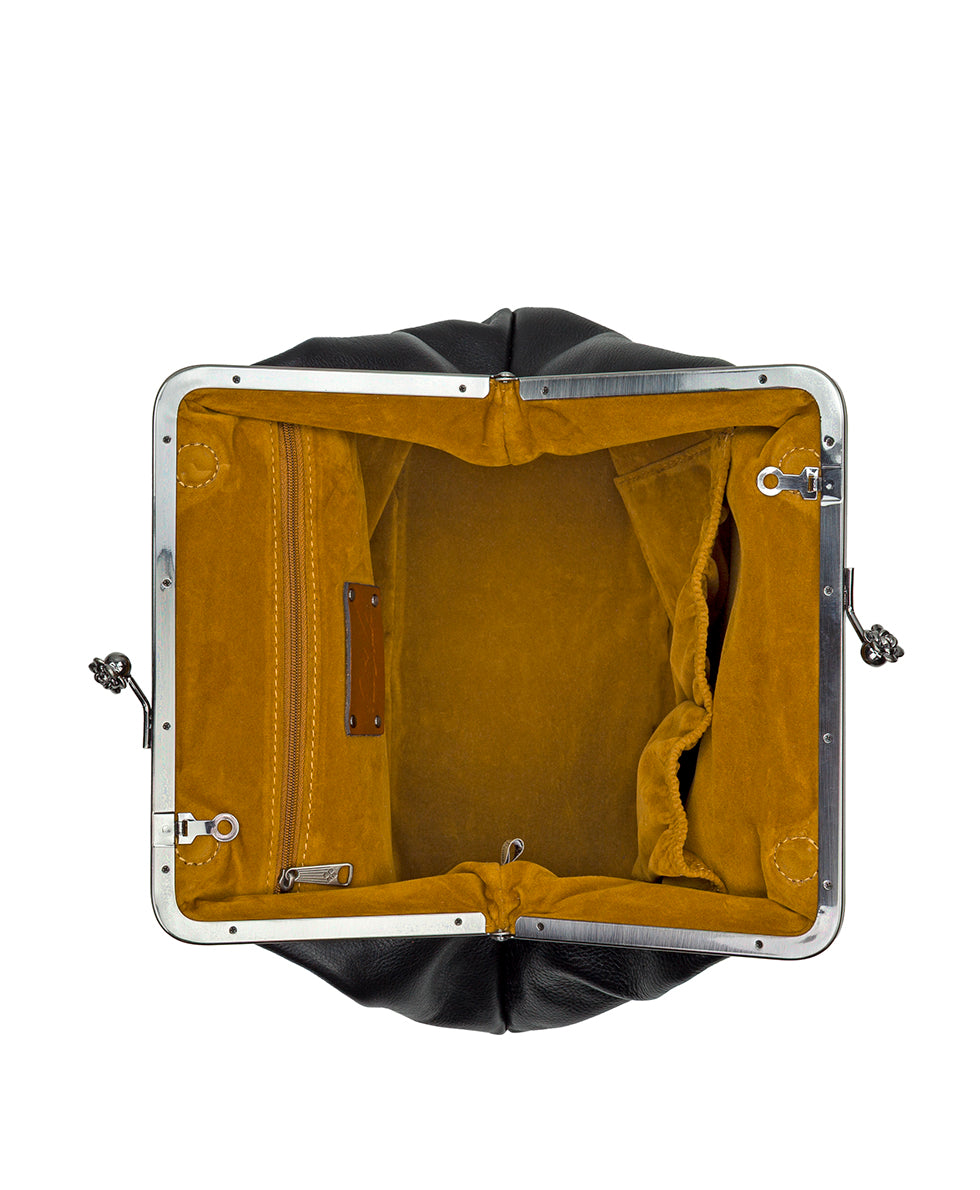 Female - Sofia Frame Bag - Rugged Natural Grain Leather - black - by Patricia Nash - View 4 of 4