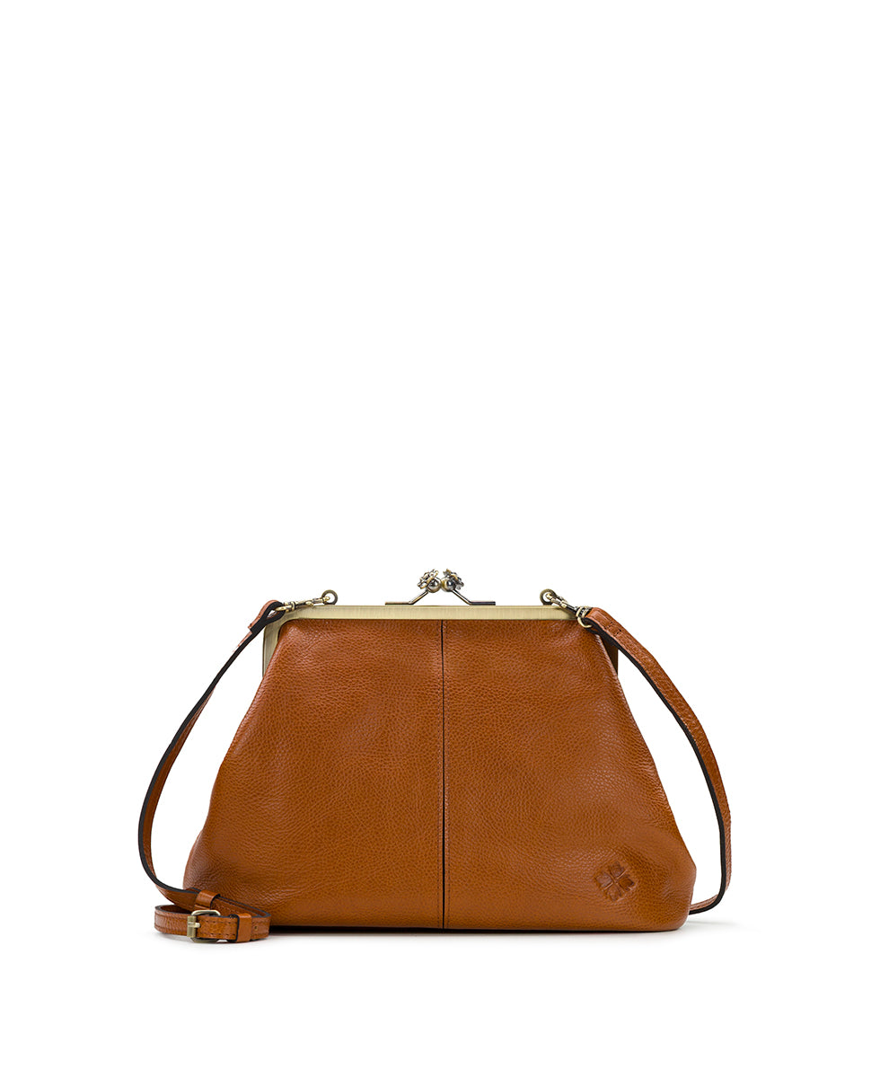 Female - Sofia Frame Bag - Rugged Natural Grain Leather - cognac - by Patricia Nash - View 1 of 6