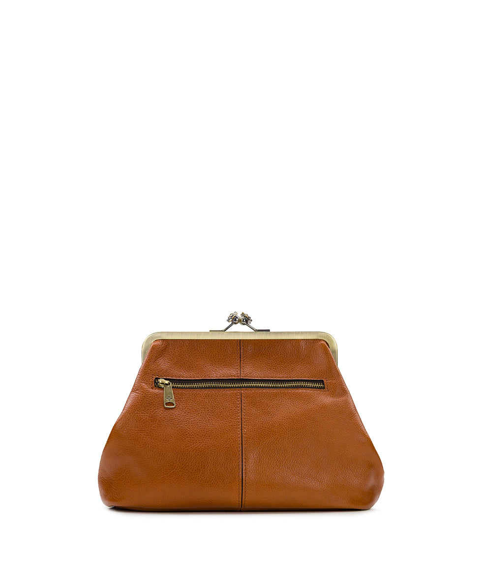 Female - Sofia Frame Bag - Rugged Natural Grain Leather - cognac - by Patricia Nash - View 2 of 6