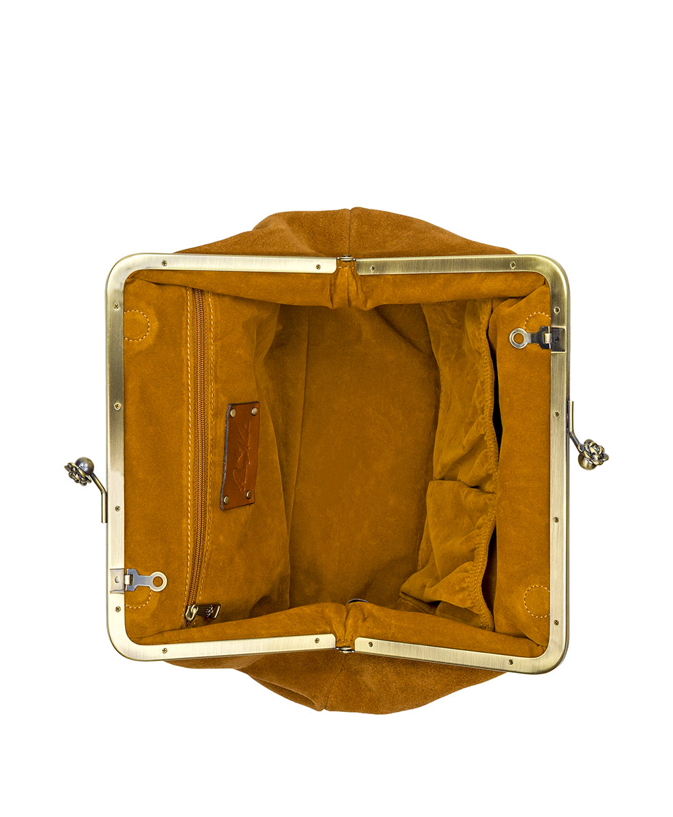 Female - Sofia Frame Bag - Suede - cognac - by Patricia Nash - View 4 of 4