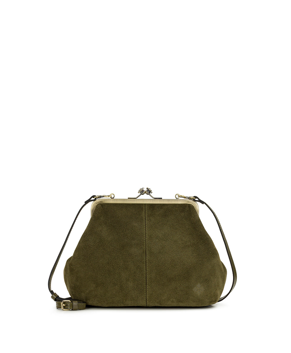 Female - Sofia Frame Crossbody | Suede Leather | Olive - olive - by Patricia Nash - View 1 of 4
