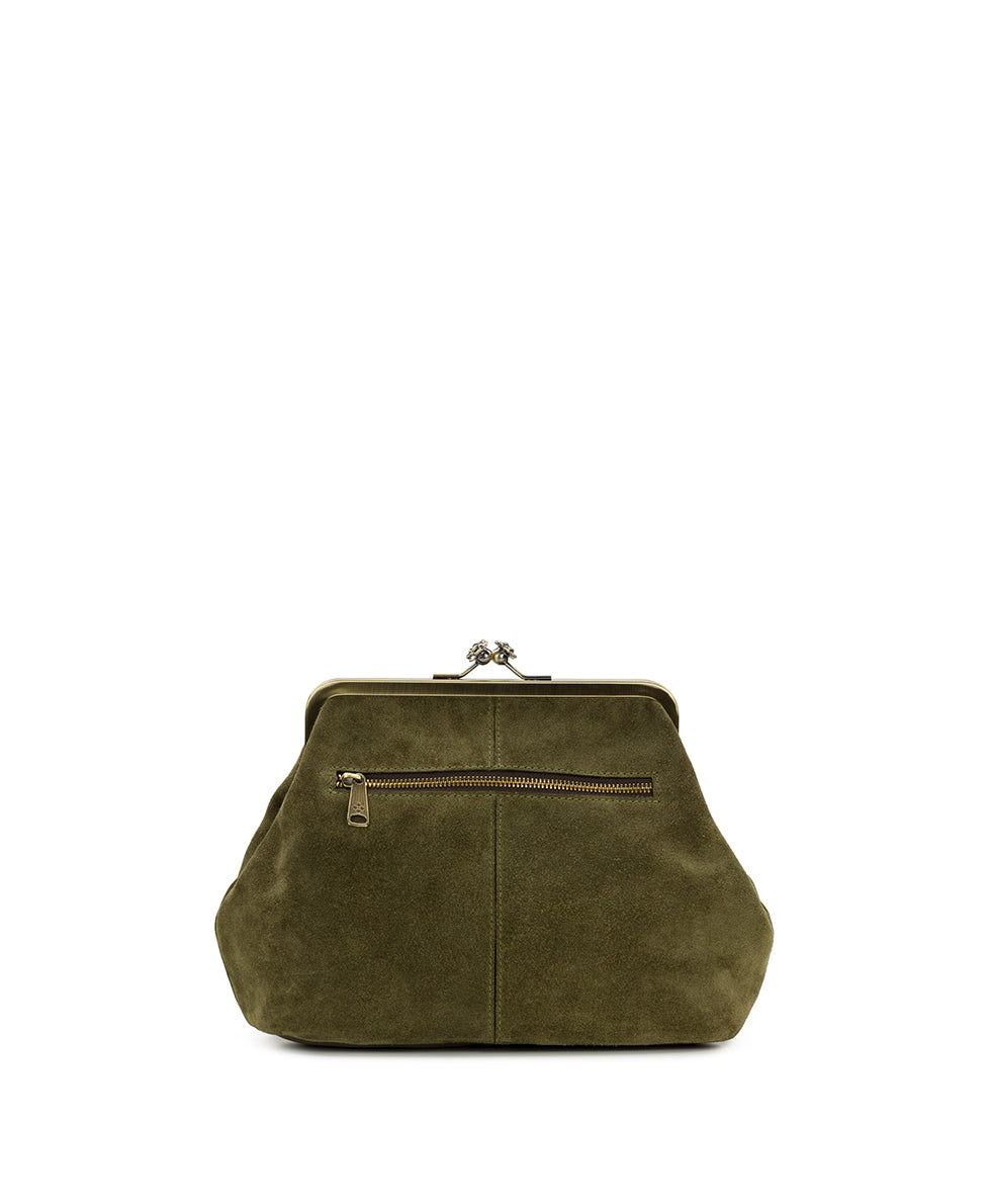Female - Sofia Frame Crossbody | Suede Leather | Olive - olive - by Patricia Nash - View 2 of 4