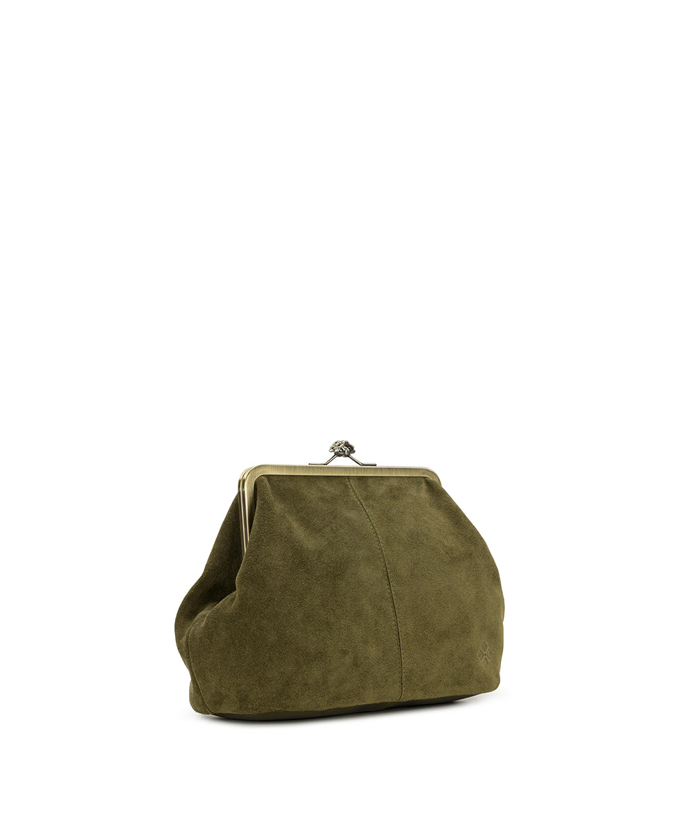 Female - Sofia Frame Crossbody | Suede Leather | Olive - olive - by Patricia Nash - View 3 of 4