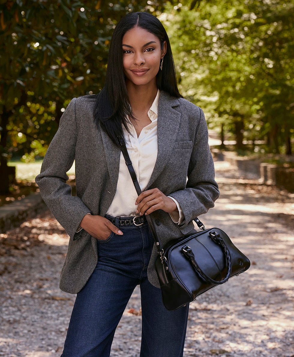 Female - Pomezia Satchel Crossbody - Vintage Distressed Leather - black - by Patricia Nash - View 13 of 20