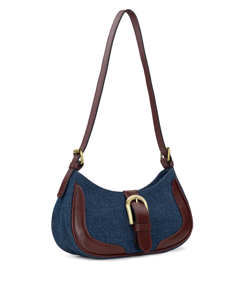 Female - Valdieri Adjustable Baguette - Denim Stonewashed - dark denim - by Patricia Nash - View 3 of 9