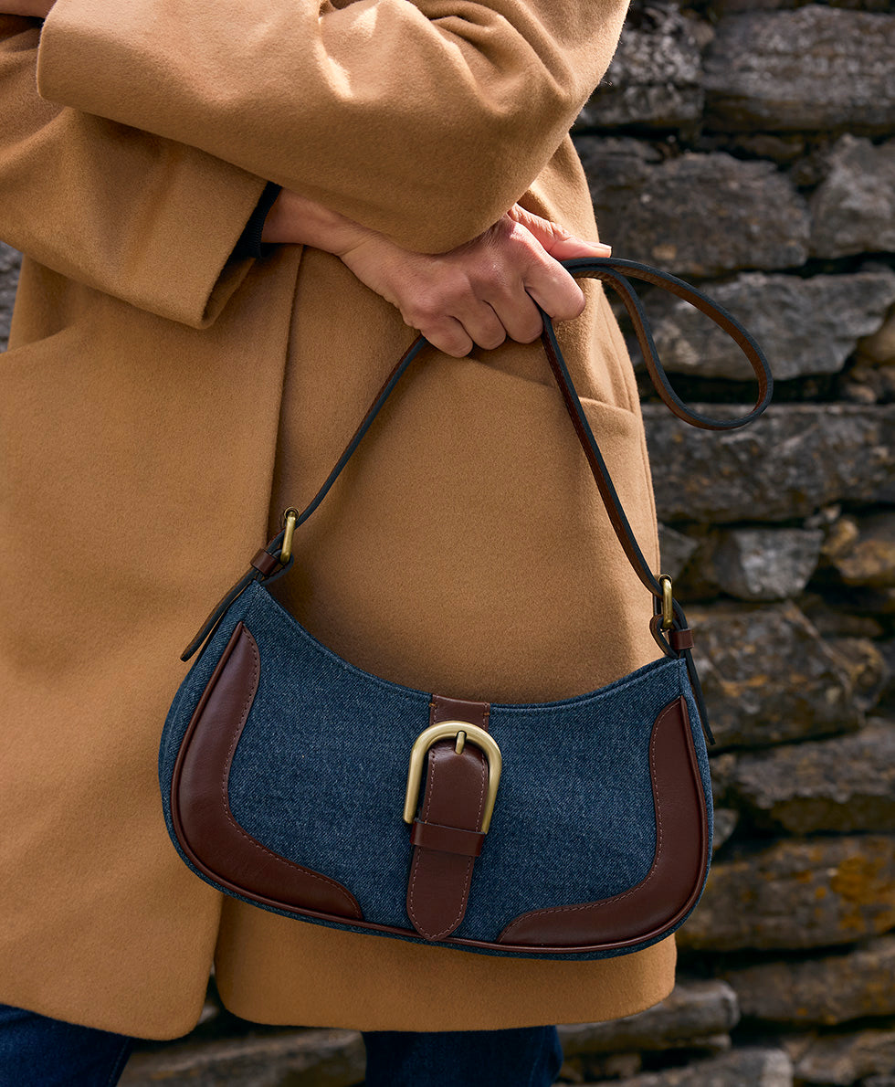 Female - Valdieri Adjustable Baguette - Denim Stonewashed - dark denim - by Patricia Nash - View 9 of 9