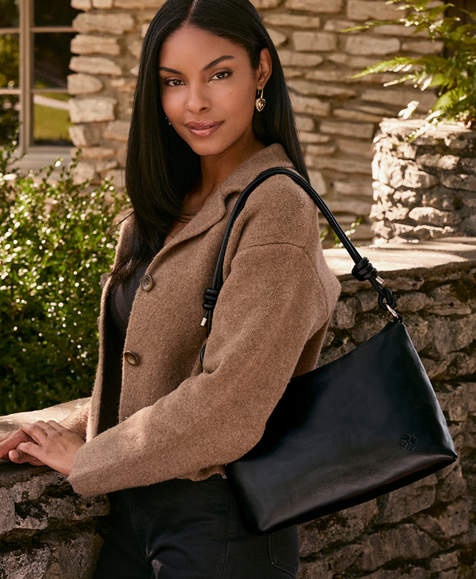 Female - Irma Shoulder Crossbody - Vintage Distressed Leather - black - by Patricia Nash - View 11 of 22