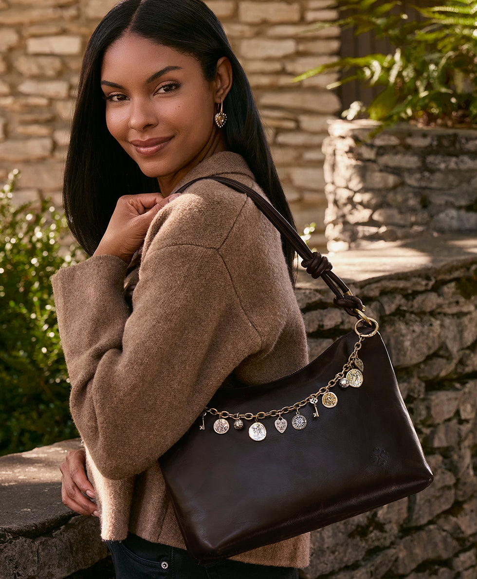 Female - Irma Shoulder Crossbody - Vintage Distressed Leather - black - by Patricia Nash - View 12 of 22