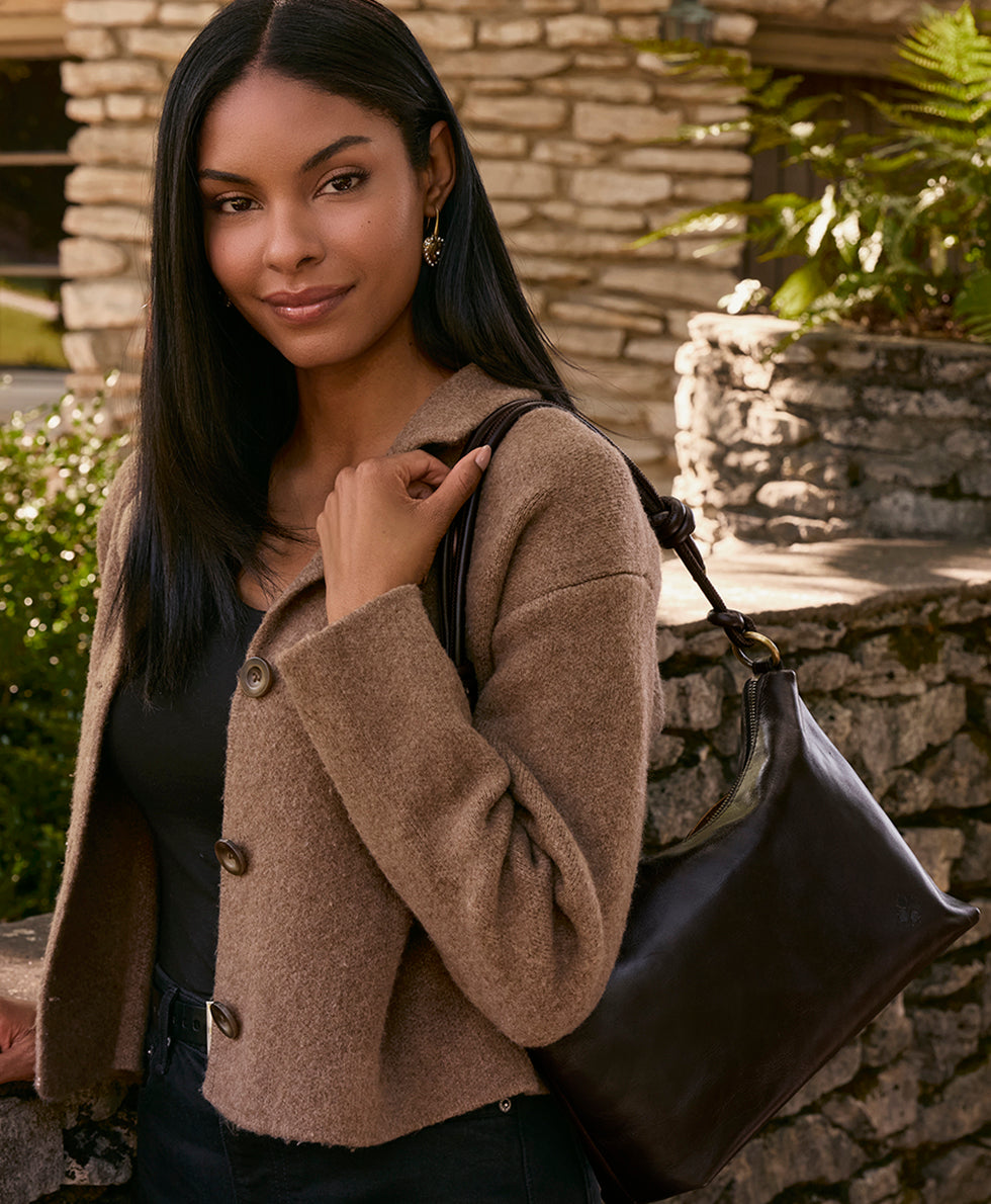 Female - Irma Shoulder Crossbody - Vintage Distressed Leather - black - by Patricia Nash - View 13 of 22