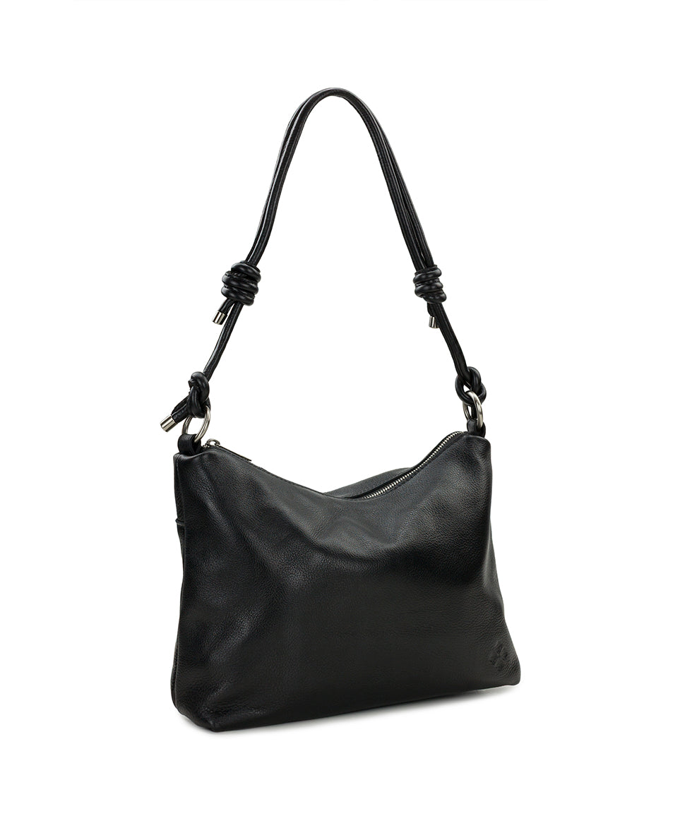 Female - Irma Shoulder Bag | Rugged Natural Grain Leather | Black - black - by Patricia Nash - View 3 of 4