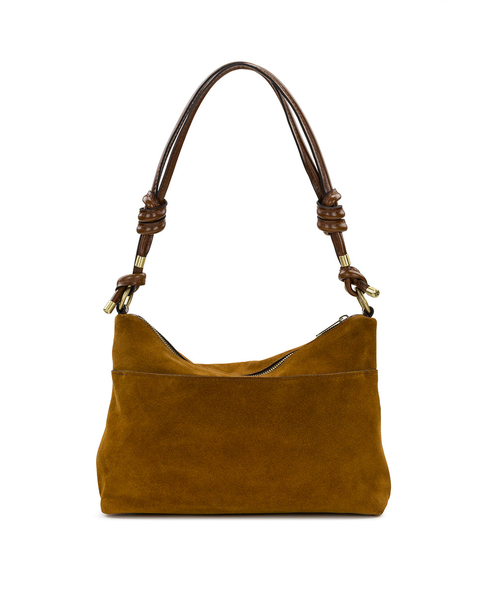 Female - Irma Adjustable Shoulder Bag - Suede - cognac - by Patricia Nash - View 3 of 12