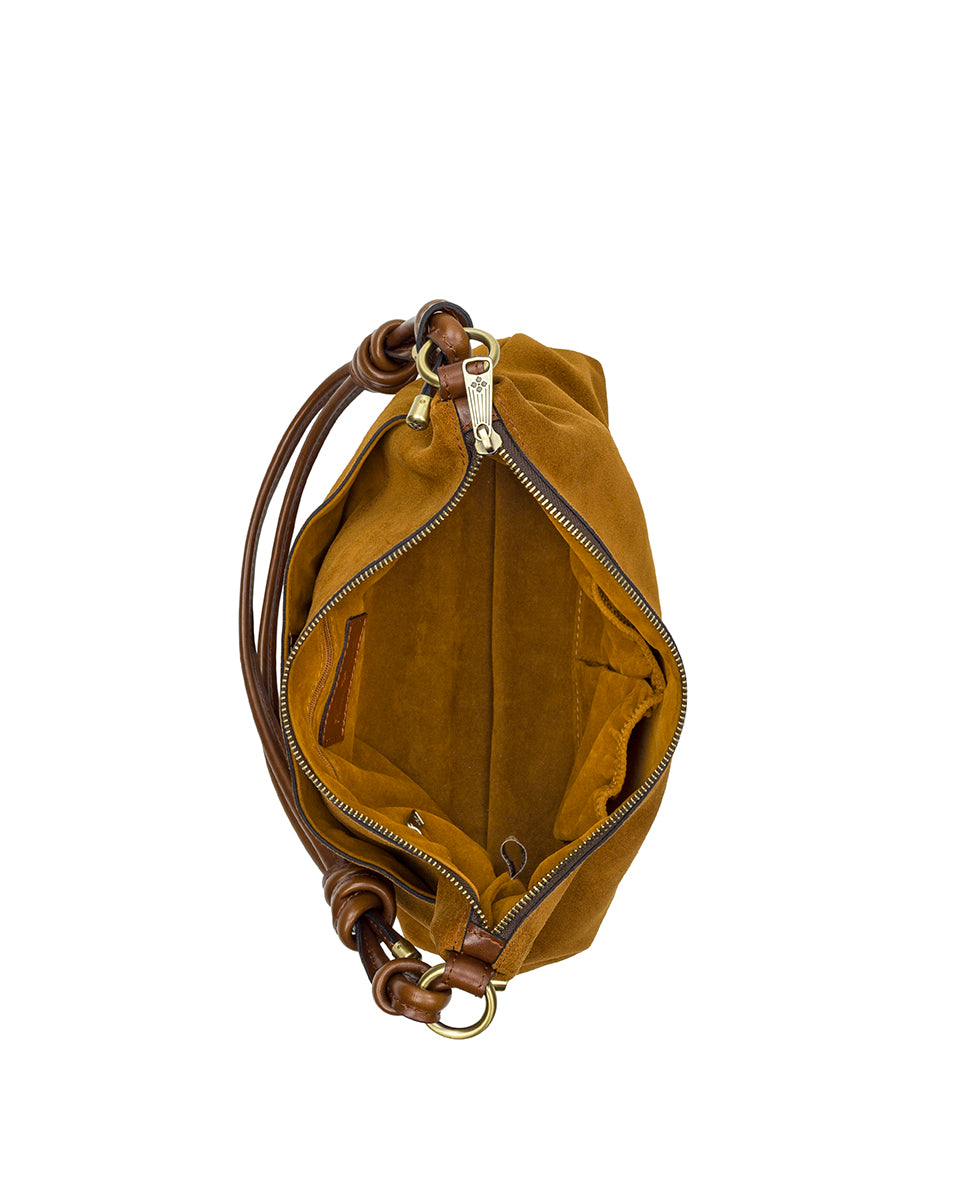Female - Irma Adjustable Shoulder Bag - Suede - cognac - by Patricia Nash - View 5 of 12