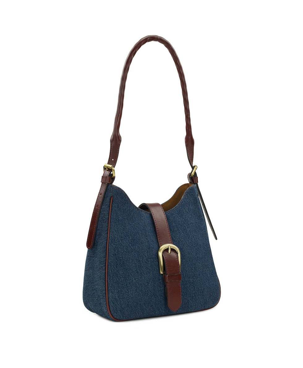 Female - Verretto Adjustable Shoulder Bag - Denim Stonewashed - dark denim - by Patricia Nash - View 3 of 6