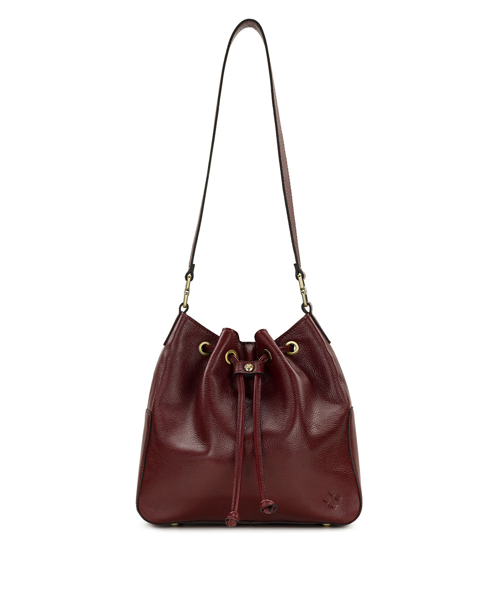 Female - Belamy Drawstring | Rugged Natural Grain | Oxblood - oxblood - by Patricia Nash - View 1 of 4