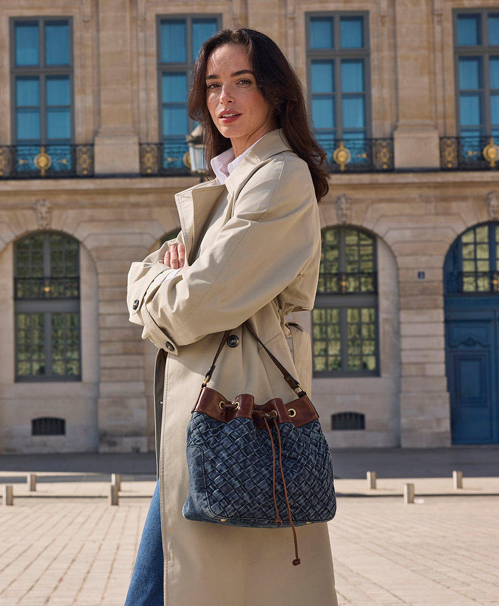 Belamy Drawstring - Washed Woven Denim – Patricia Nash