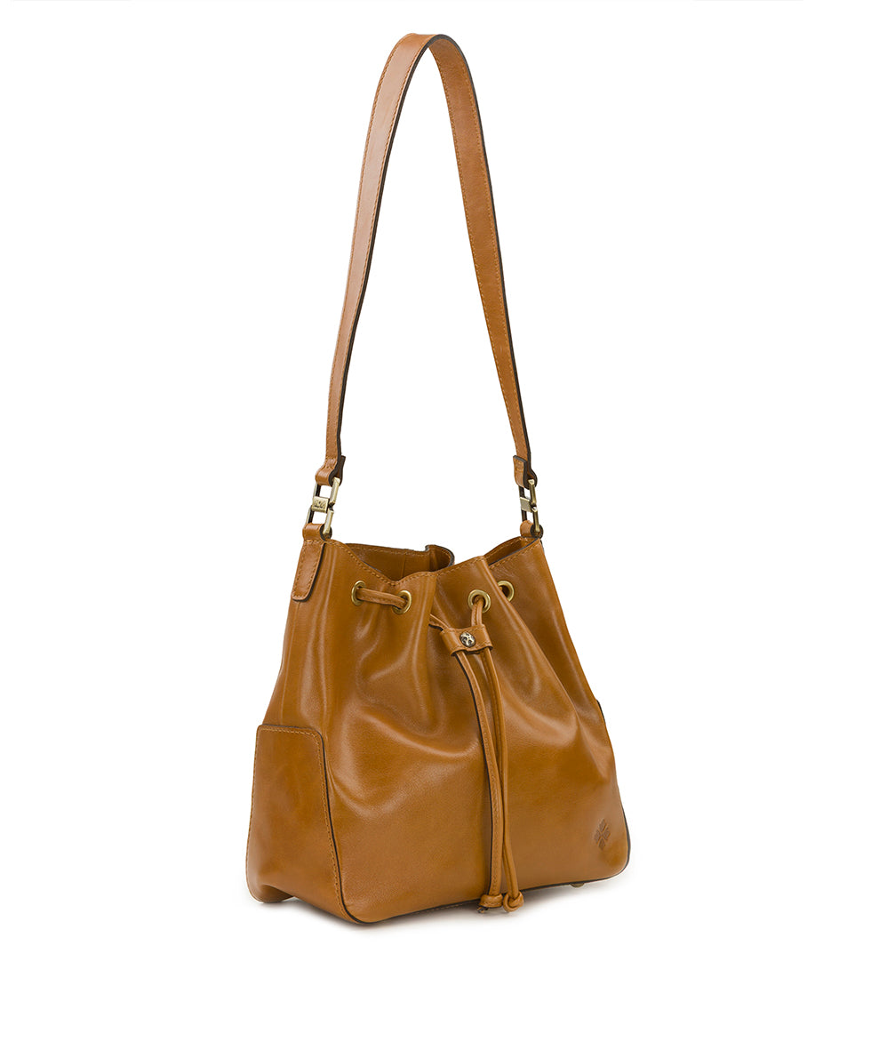 Female - Belamy Drawstring - Vintage Glazed Leather - light tan - by Patricia Nash - View 3 of 4