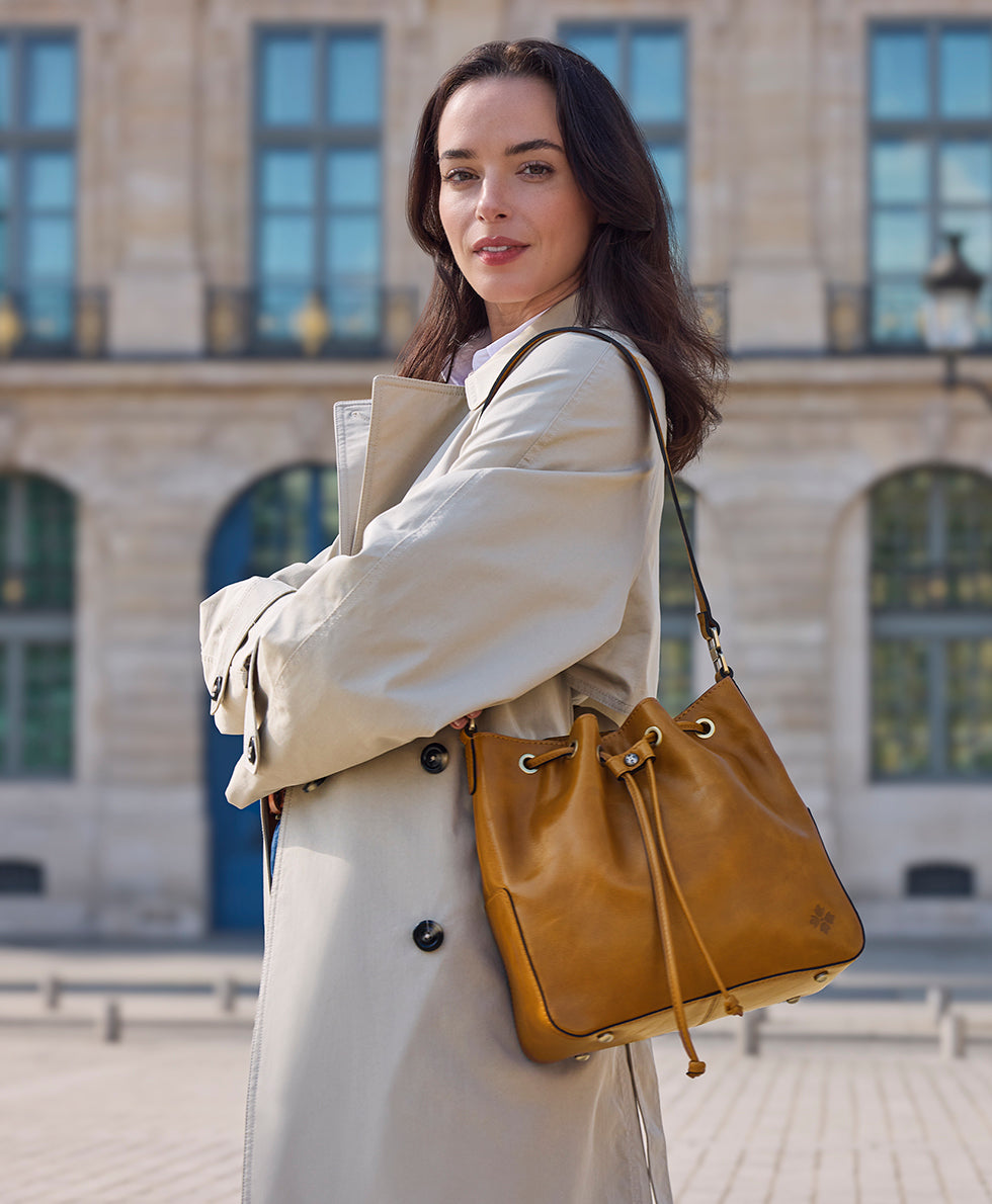 Female - Belamy Drawstring - Vintage Glazed Leather - light tan - by Patricia Nash - View 7 of 7