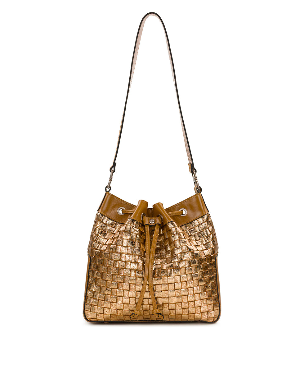 Female - Belamy Drawstring - Vintage Distressed Metallic Woven - light tan - by Patricia Nash - View 1 of 4