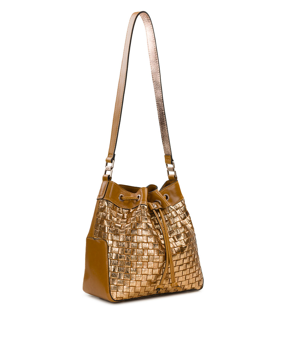 Female - Belamy Drawstring - Vintage Distressed Metallic Woven - light tan - by Patricia Nash - View 3 of 4