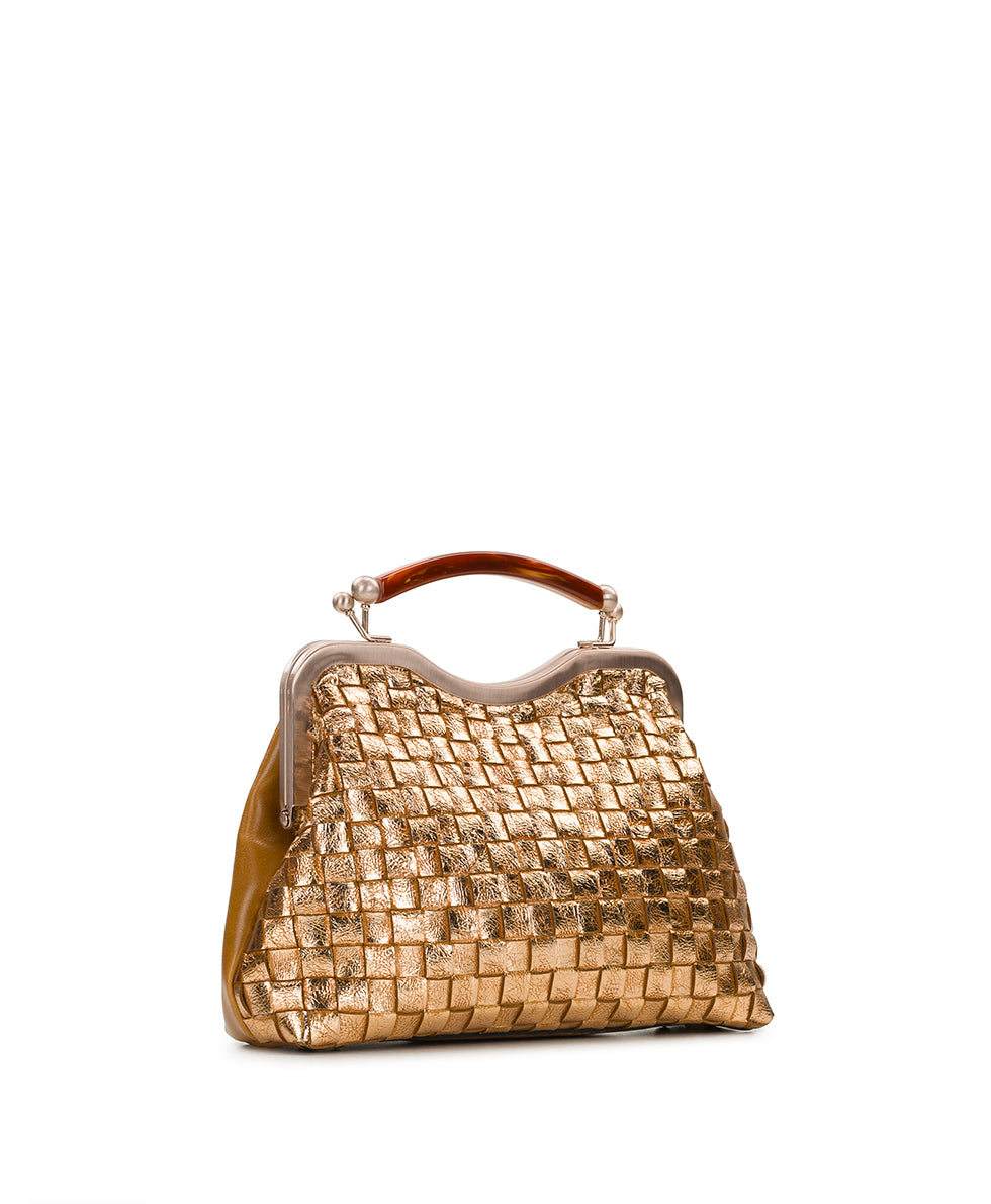 Female - Maryse Frame -  Vintage Distressed Metallic Woven - light tan - by Patricia Nash - View 3 of 4