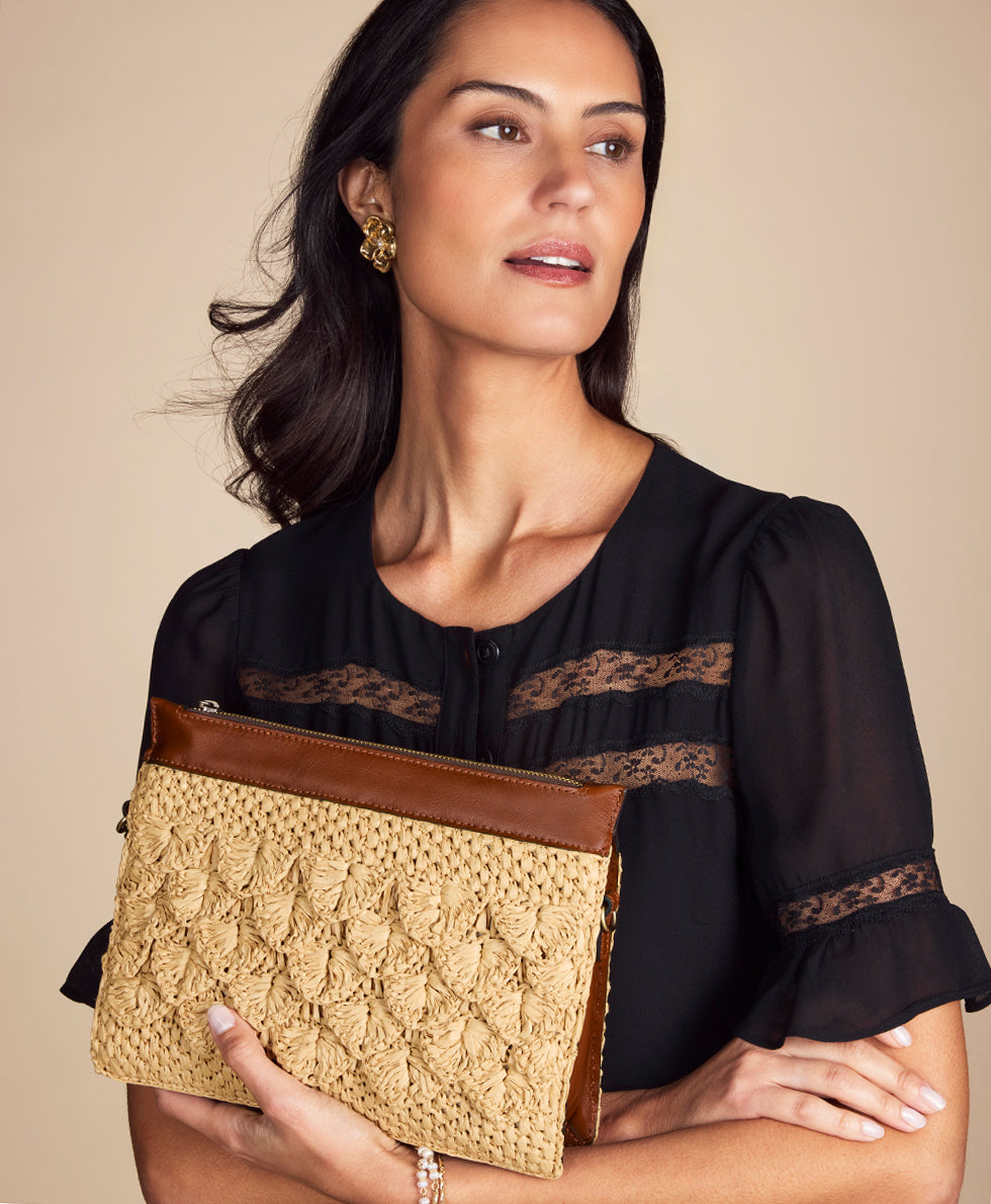 Female - Yvette Clutch Crossbody - Scalloped Raffia - natural - by Patricia Nash - View 4 of 7