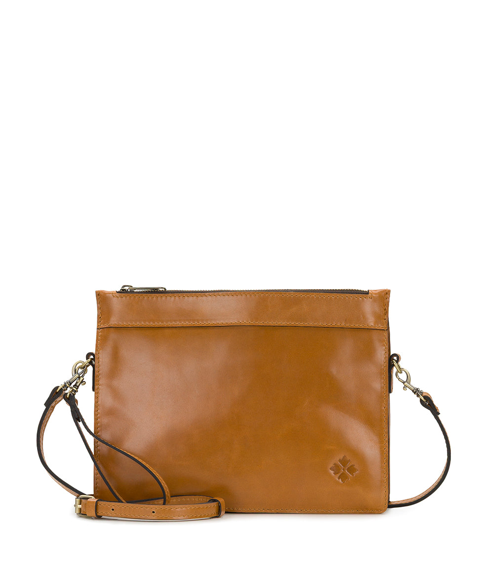 Female - Yvette Clutch Crossbody - Vintage Glazed Leather - light tan - by Patricia Nash - View 8 of 13