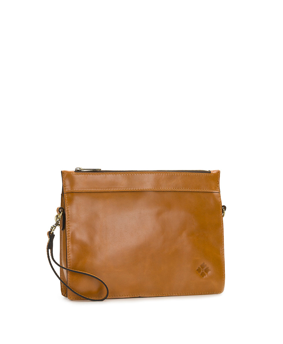 Female - Yvette Clutch Crossbody - Vintage Glazed Leather - light tan - by Patricia Nash - View 10 of 13