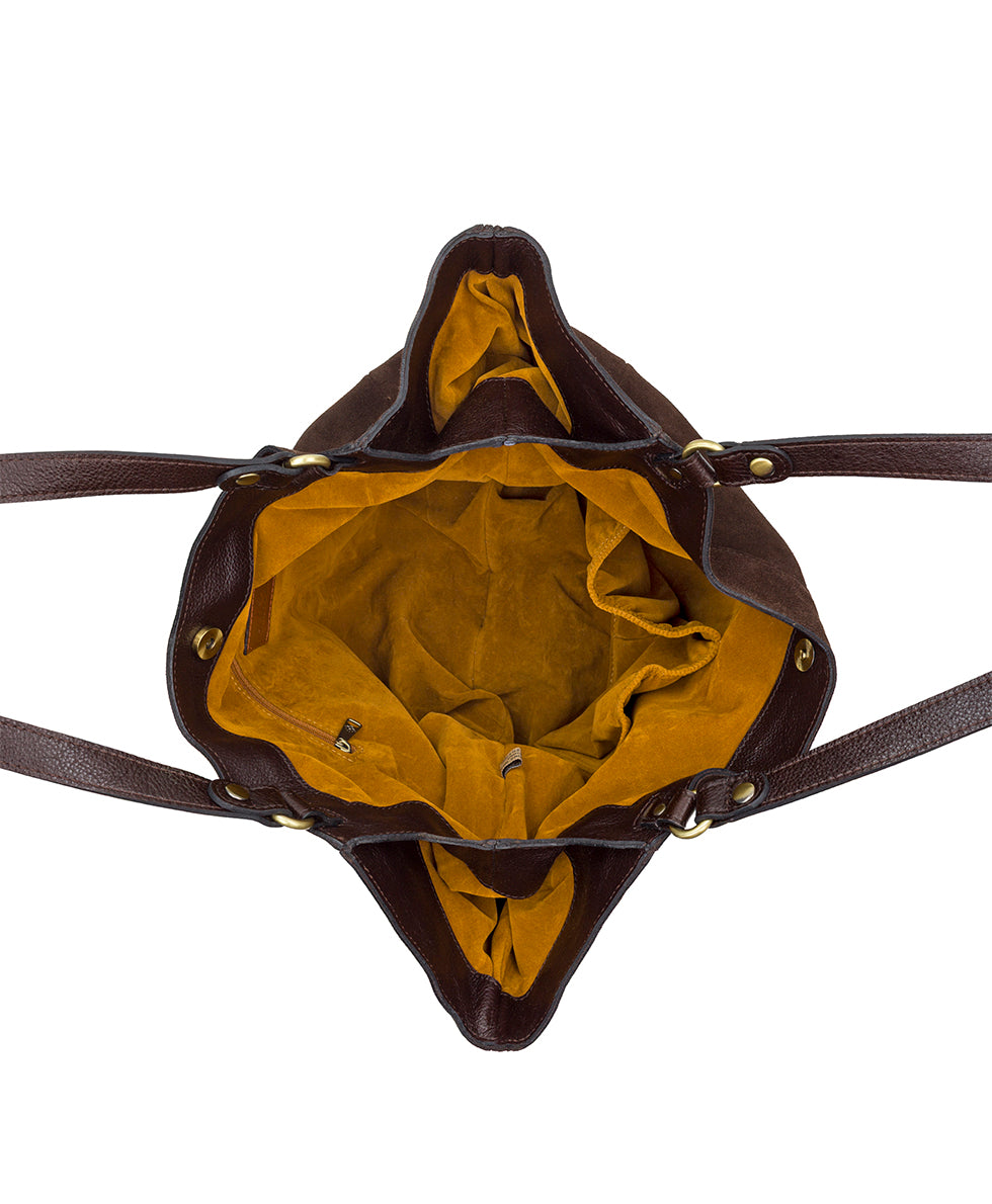 Female - Liliane Tote | Suede Leather | Chocolate - chocolate - by Patricia Nash - View 4 of 4