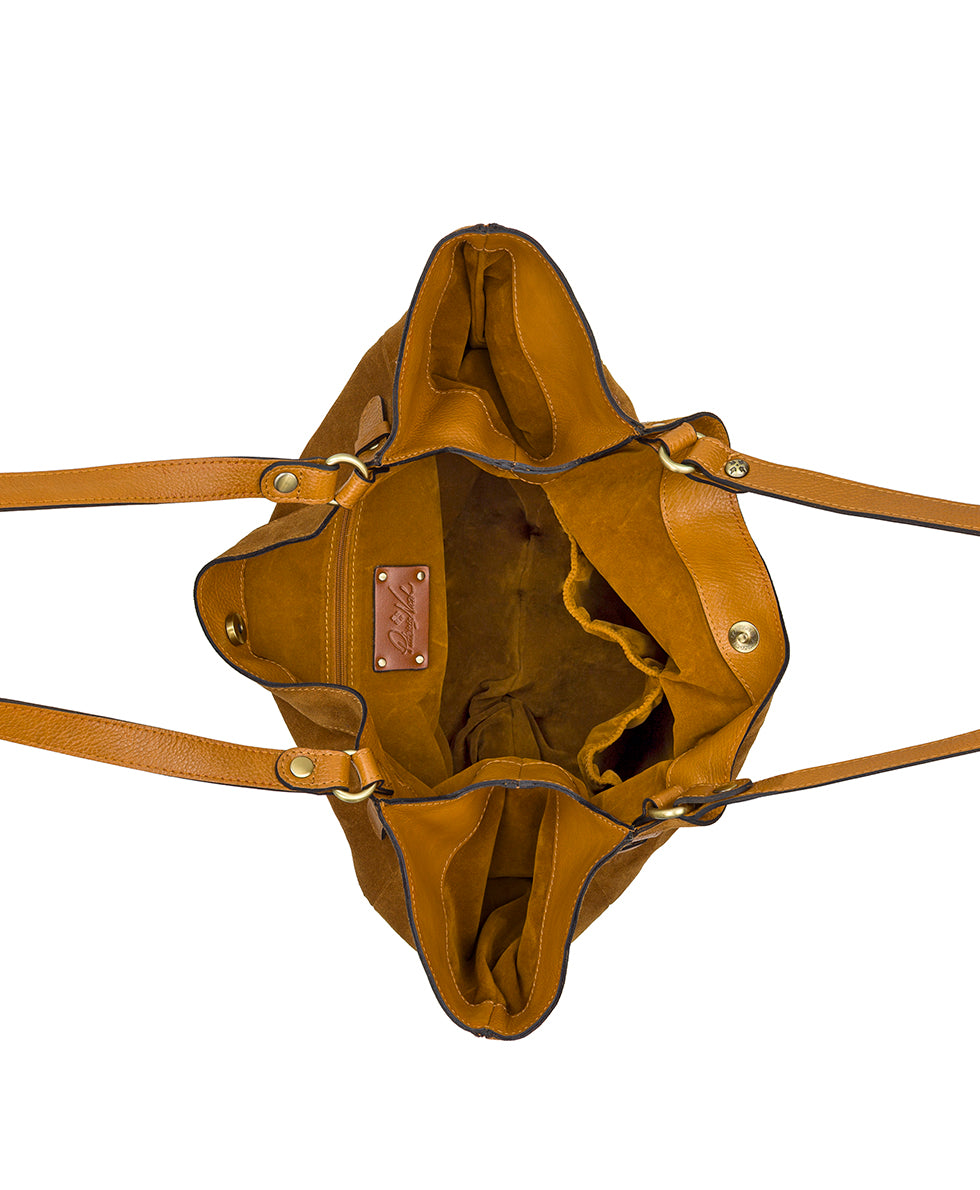 Female - Liliane Tote - Suede Leather - light tan - by Patricia Nash - View 9 of 13