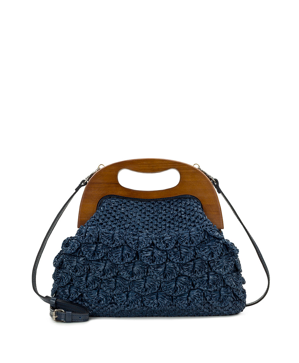 Female - Sandrine Wooden Frame Crossbody - Scalloped Raffia - natural - by Patricia Nash - View 1 of 10