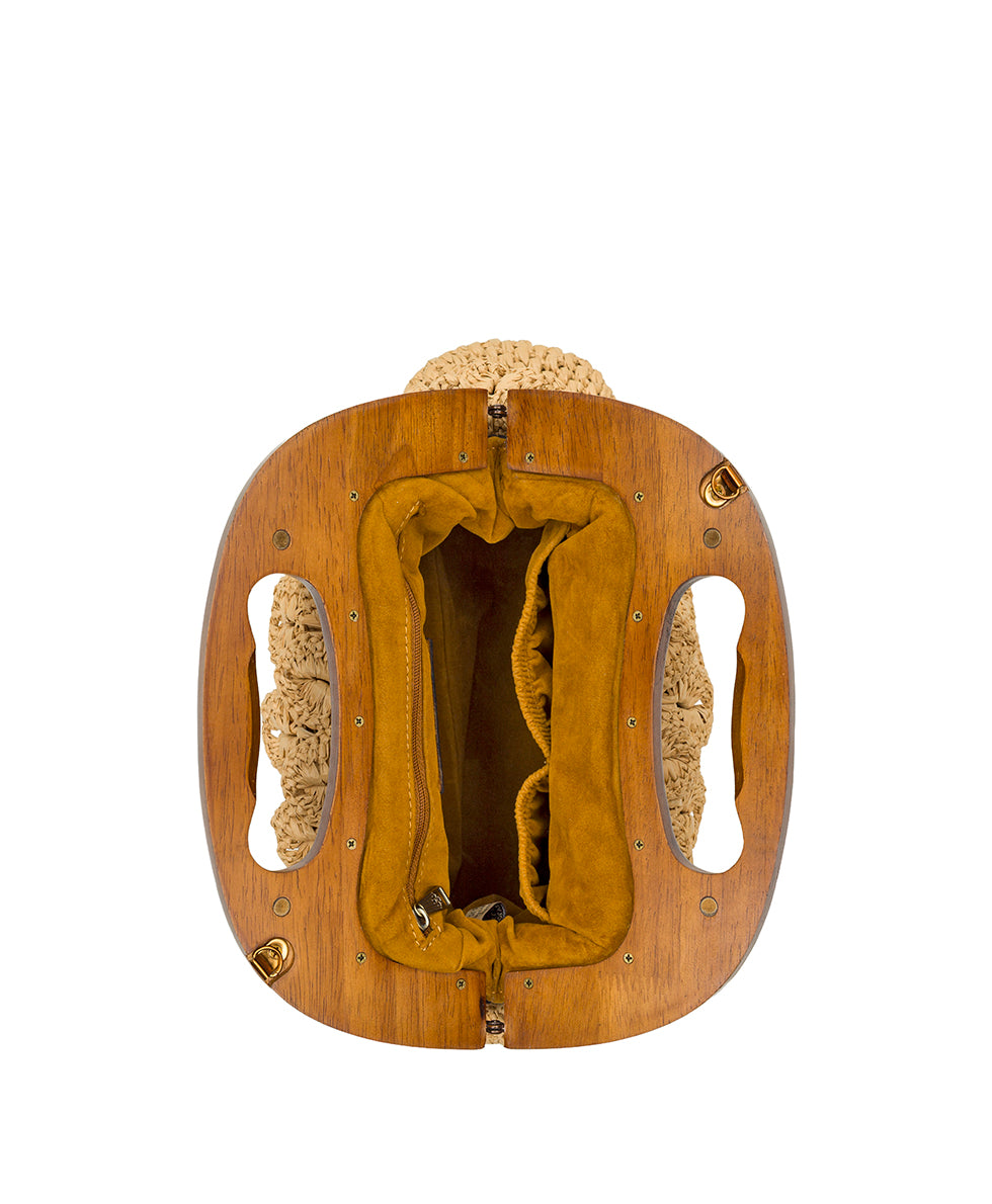 Sandrine Wooden Frame Crossbody - Scalloped Raffia – Patricia Nash