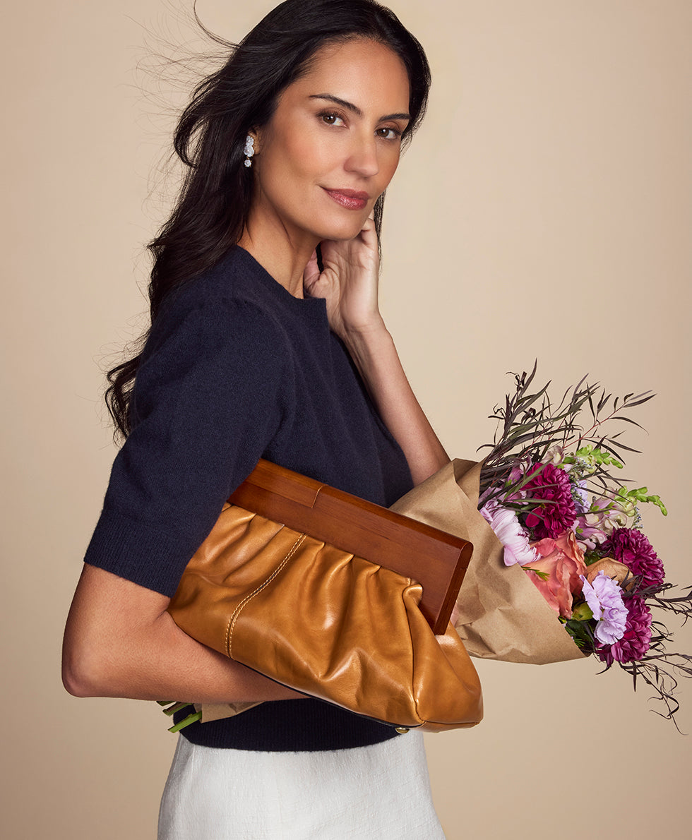 Female - Appoline Wooden Frame - Vintage Glazed Leather - light tan - by Patricia Nash - View 6 of 6