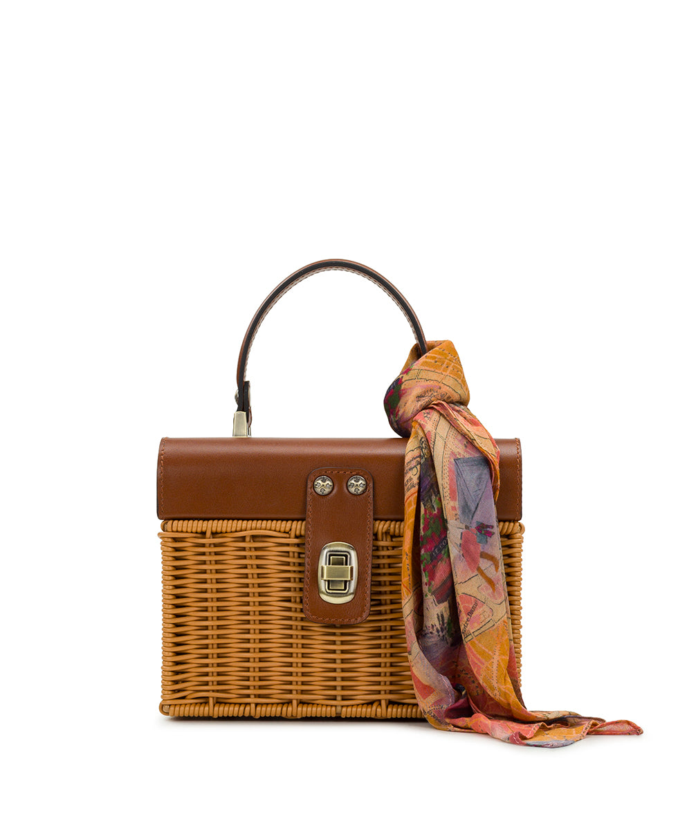 Female - Vienne Basket Top Handle with Scarf - Spring Wicker - natural/tan - by Patricia Nash - View 1 of 7